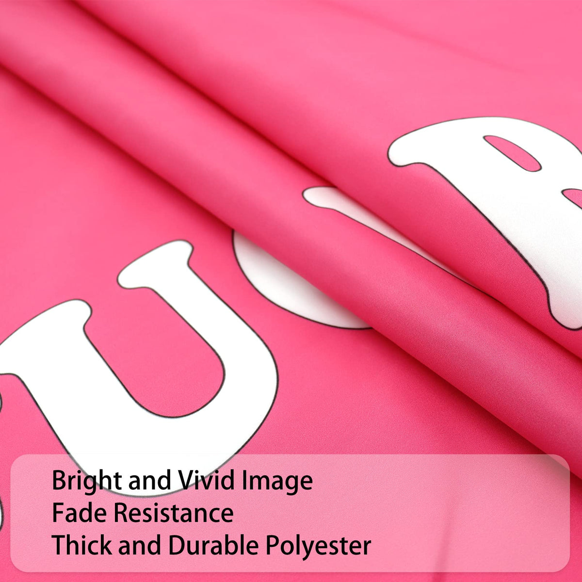 Seekamit flag close-up shows reinforced edges and durable polyester material.