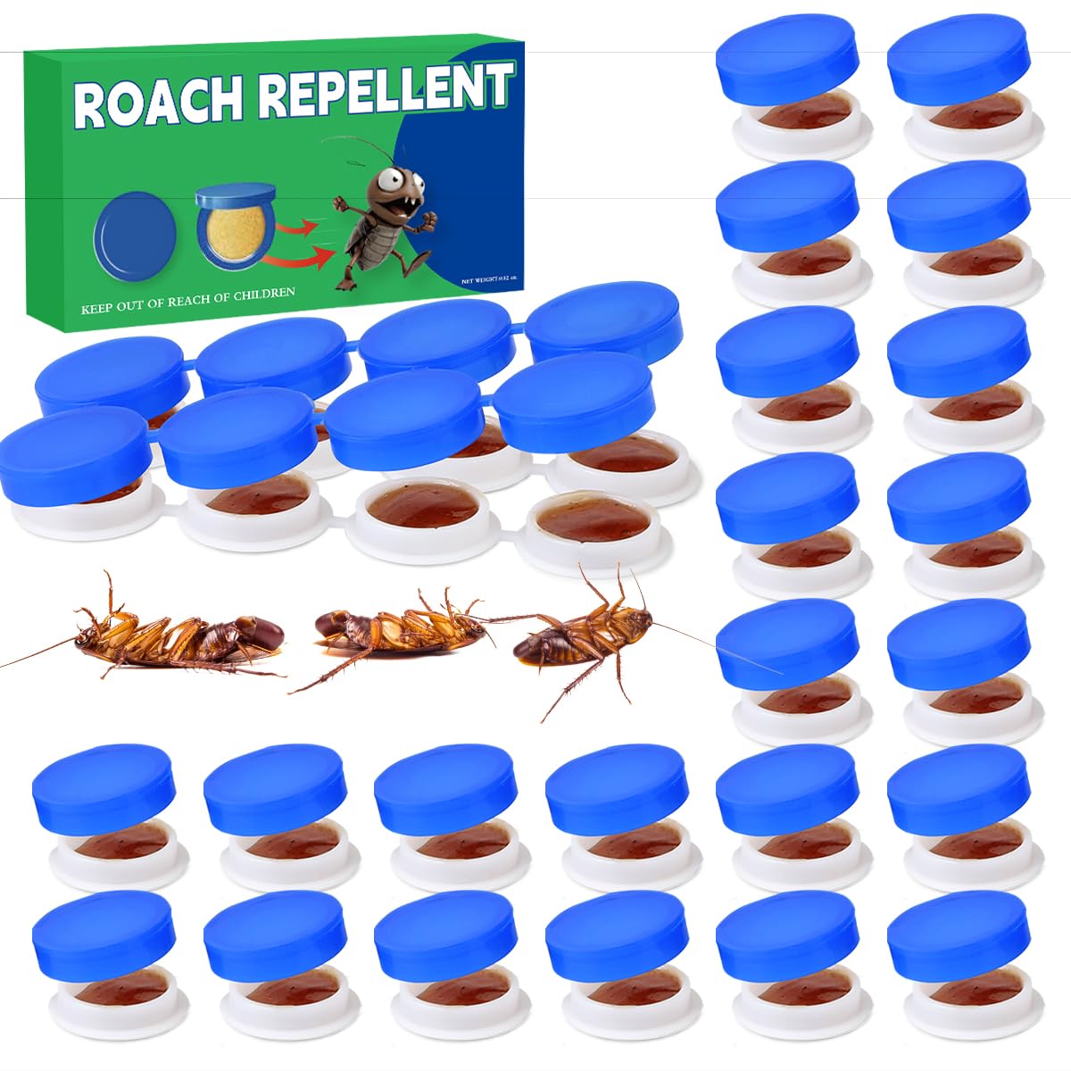 SEEKDIT roach bait station 32-pack front view for discreet kitchen placement