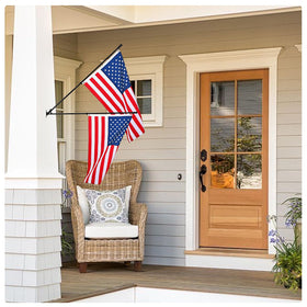 SEEKNEW black flag pole outdoor 6ft front view, no-tangle spinning for clear flag flight
