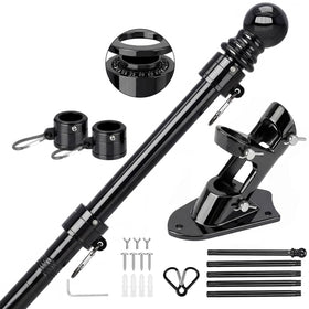 SEEKNEW black flag pole outdoor 6ft side view, sturdy porch display