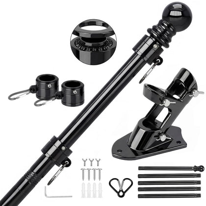 SEEKNEW black flag pole outdoor 6ft side view, sturdy porch display