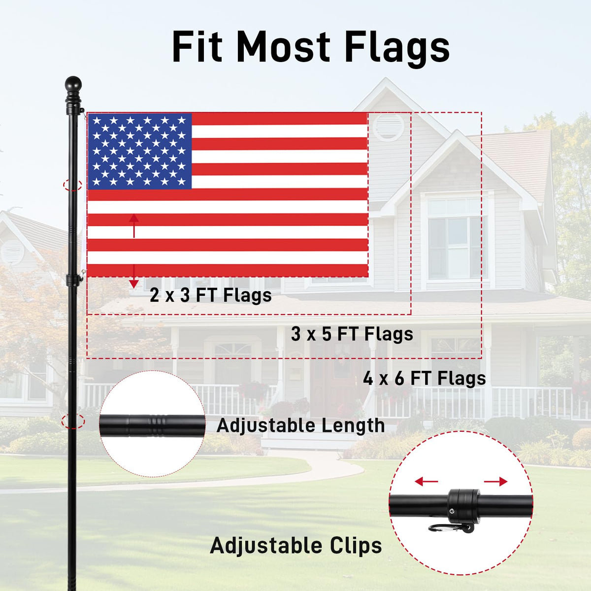 SEEKNEW 1-inch-diameter flag pole close-up, robust construction resists bending