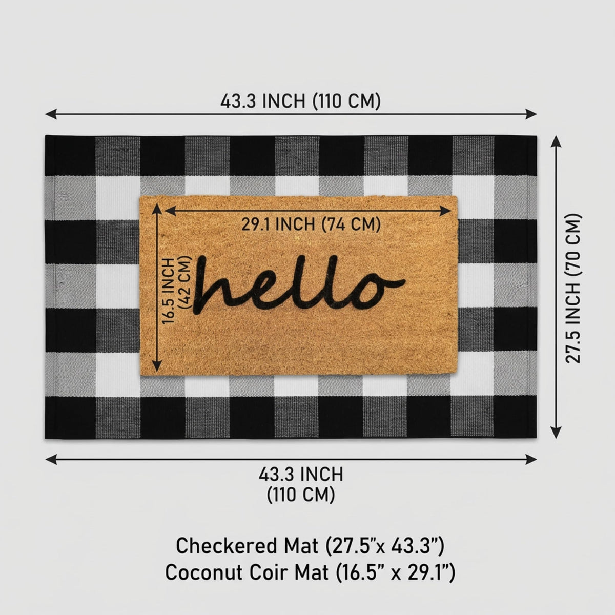 SEEKSEE Hello Doormat at the front door setup for year-round porch use.