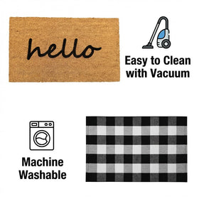 SEEKSEE Hello Doormat matched rug on porch adds style and practicality.