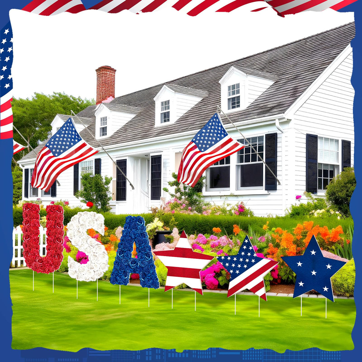 Seeloowy 4th of July yard sign letters clearly convey a patriotic message in yards