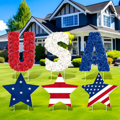 Seeloowy 4th of July yard signs featuring stars for a bold weather-ready outdoor display
