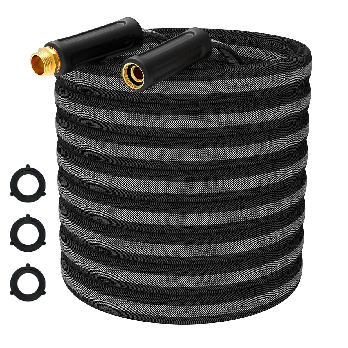 SeeMeYes 25ft garden hose extended for easy backyard watering.