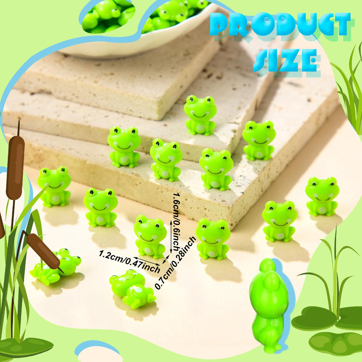 Seenelling miniature frog figurines show small size for terrarium scenes.