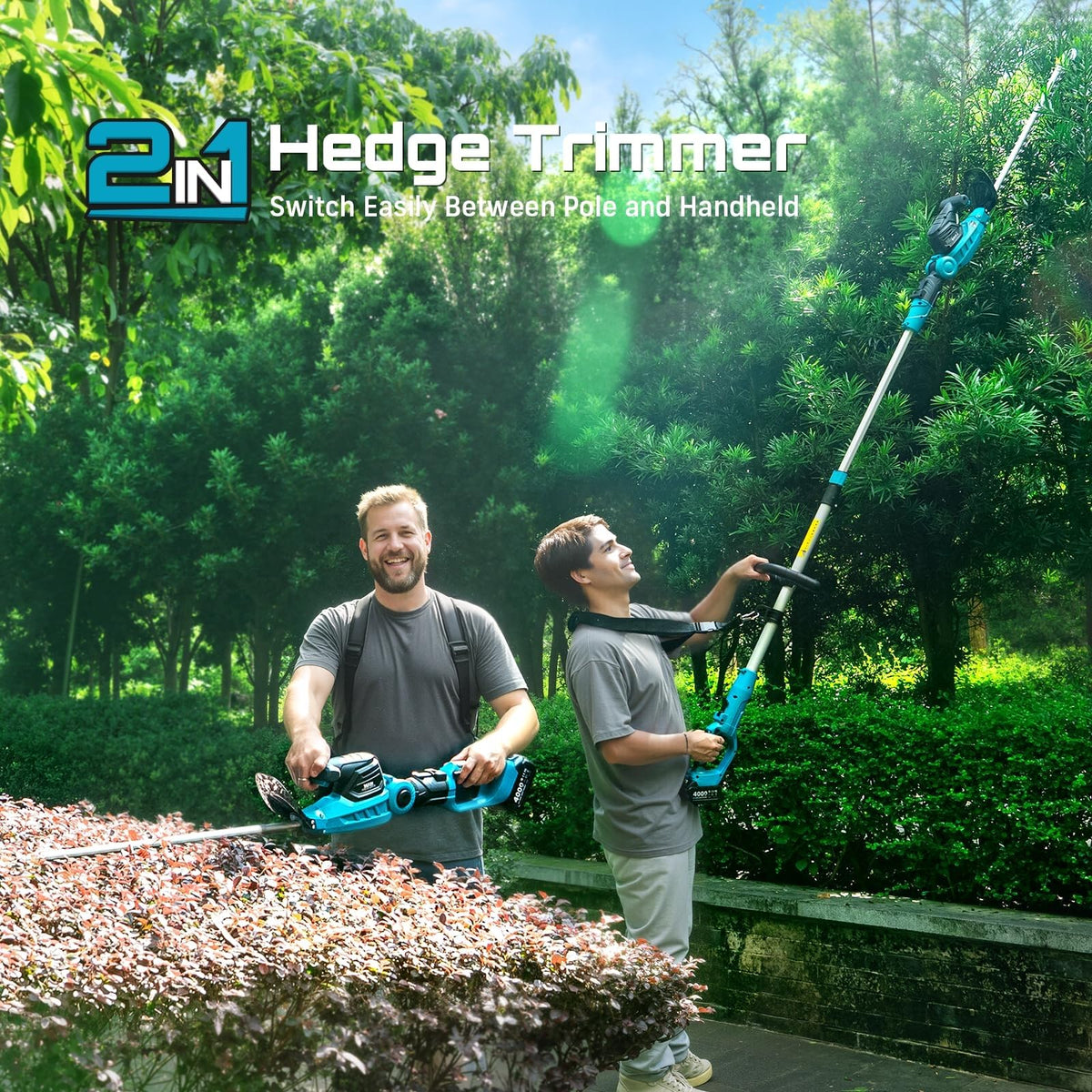 Seesii 2-in-1 electric hedge trimmer handheld mode for precision