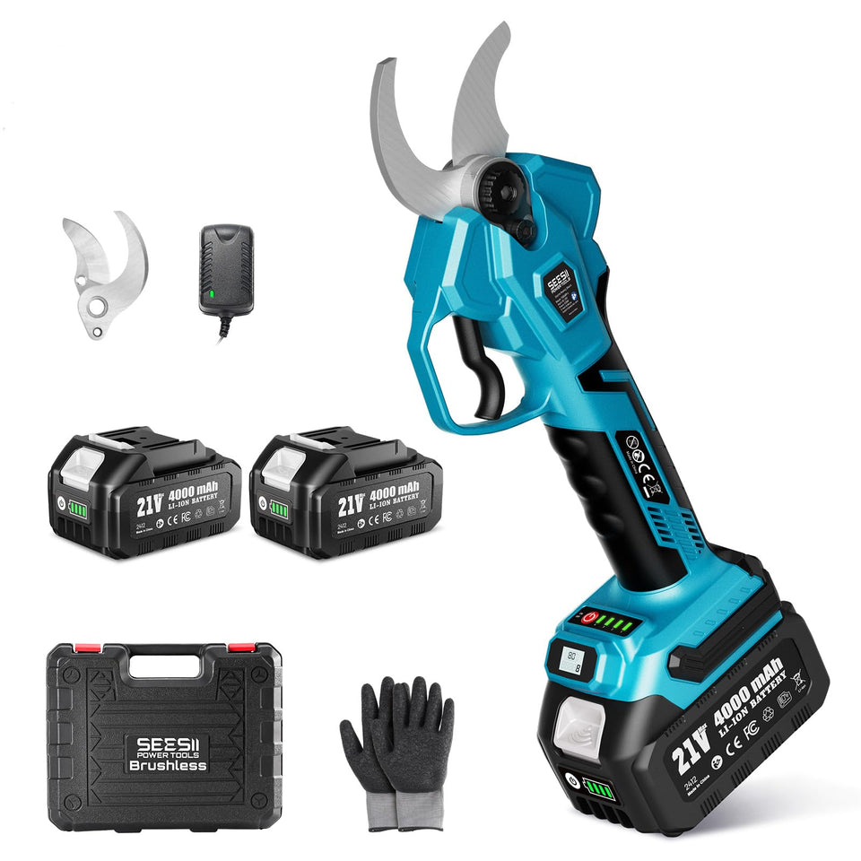 SEESII electric pruning shears cutting thick branches up to 1.6 inches