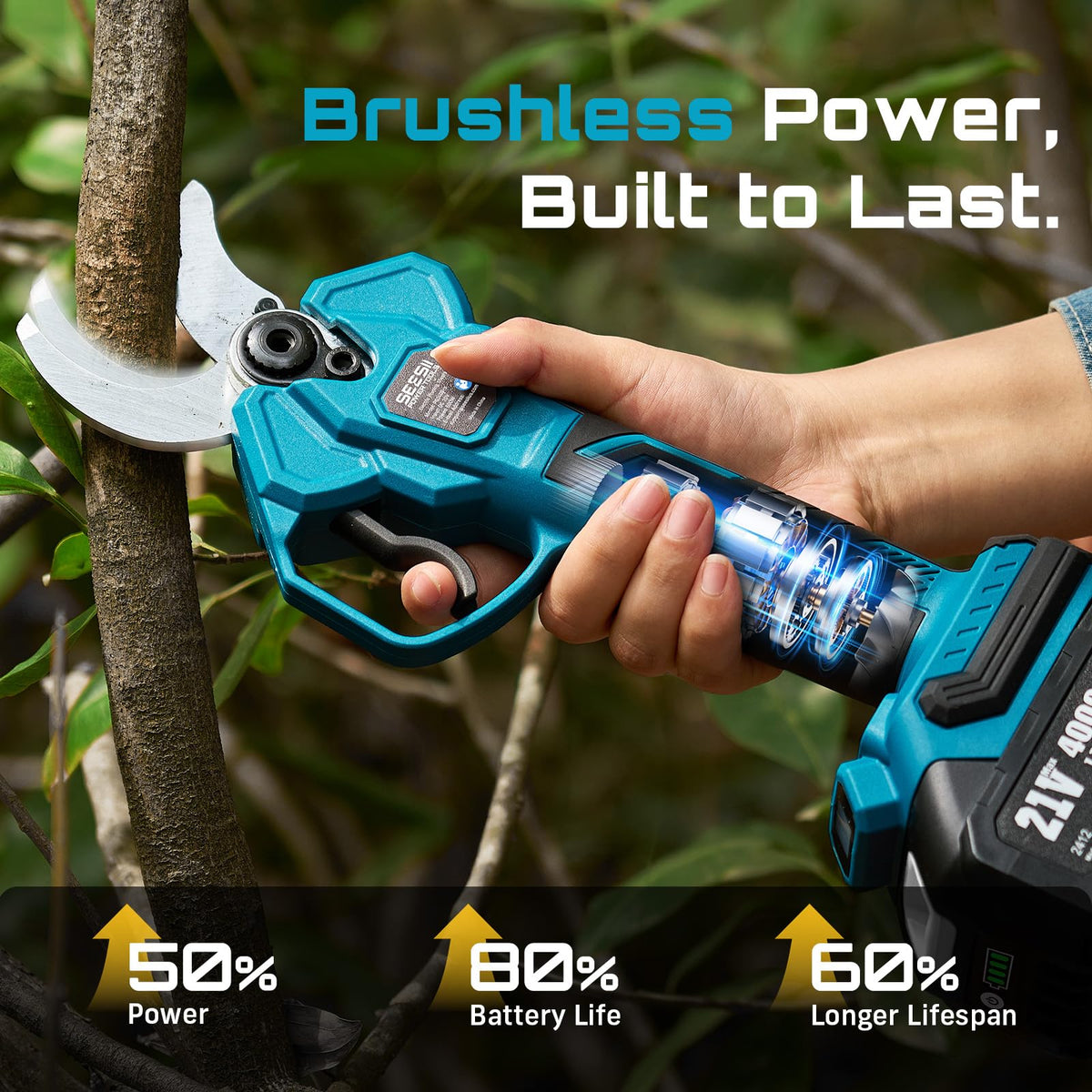 SEESII pruning shears with 4 adjustable cutting modes for different branches