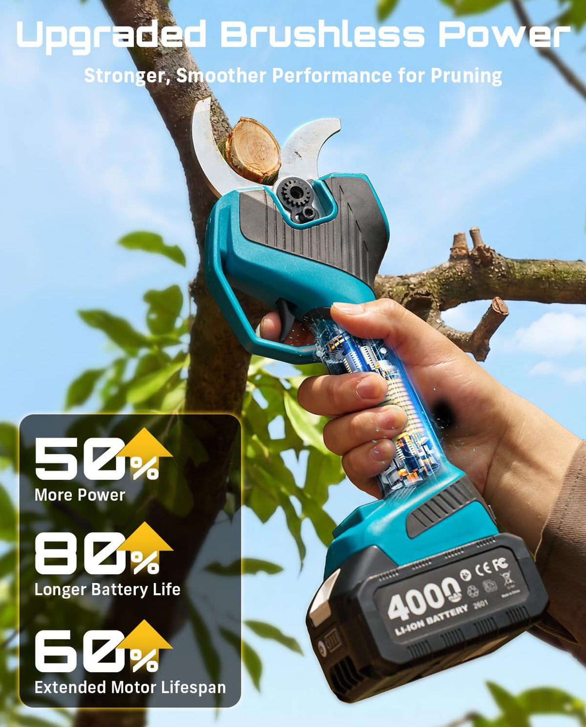 Seesii pruning shears built-in work light for low-light pruning.