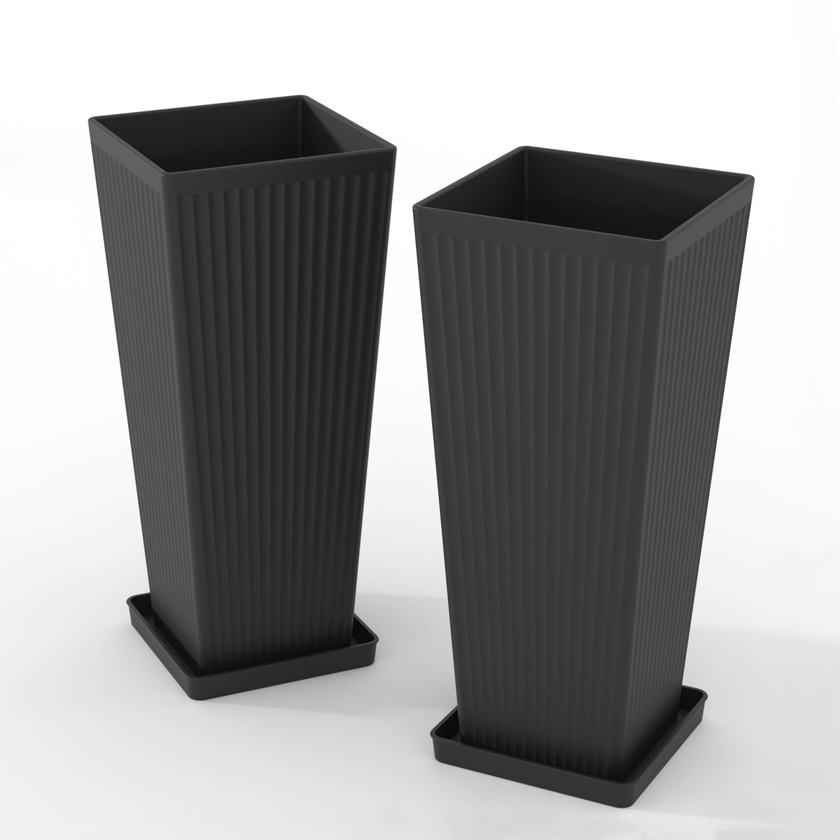 Seethmi tall planter front view highlighting its bold taper for dramatic outdoor displays.