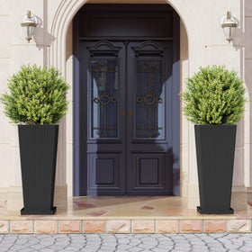 Seethmi tall planter modern minimalist silhouette complements any outdoor space.