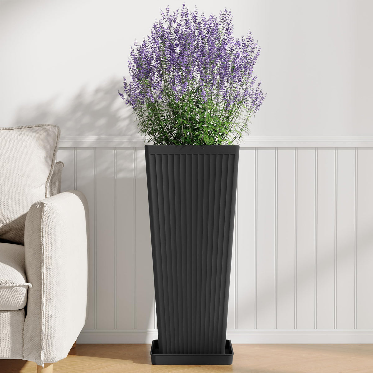 Seethmi tall planter lightweight and versatile for patios, porches, or interiors.