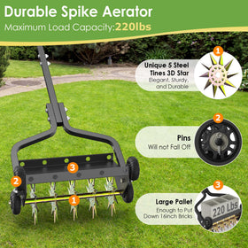 Seeutek aerator four wheels for smooth, stable yard movement