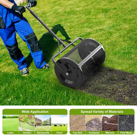 Seeutek compost spreader lawn application enables quick coverage with less effort