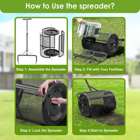 Seeutek compost spreader tow-push design supports efficient work on lawns