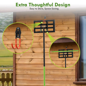 Seeutek adjustable-angle rake 0–180° for versatile ground leveling across yards.