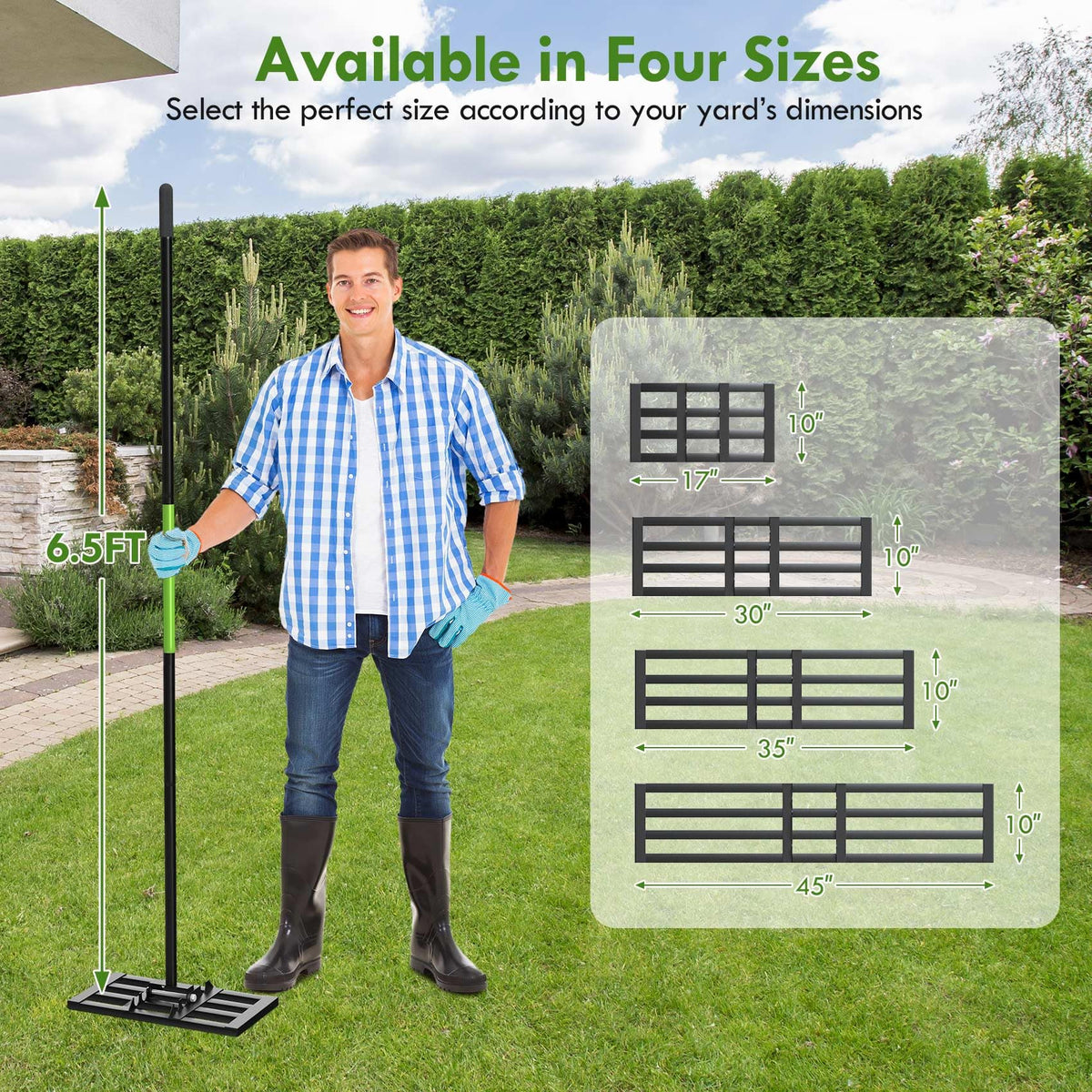 Seeutek square tube design prevents dirt buildup during raking
