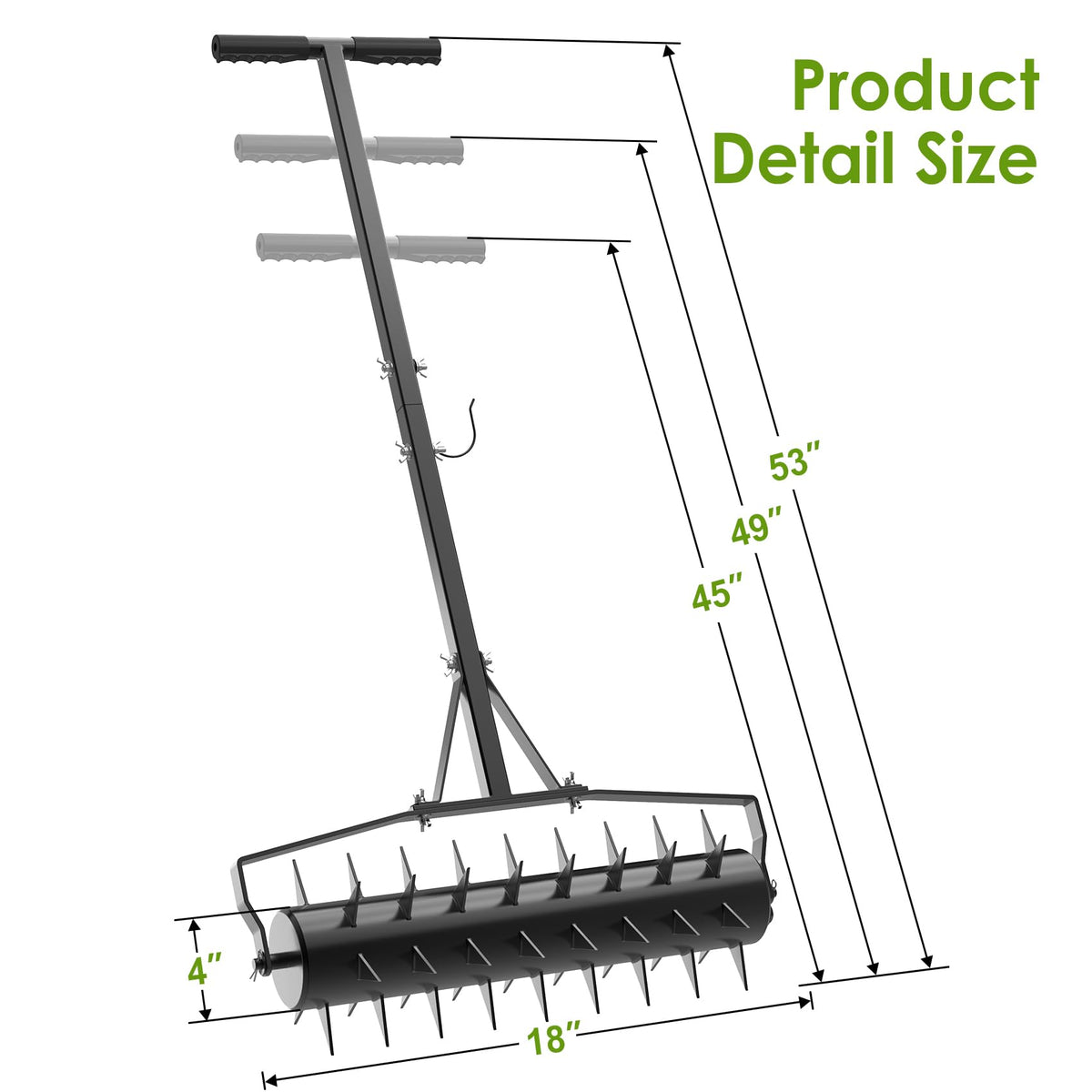 Seeutek three-height adjustable handles tailor to user height for easier lawn care.