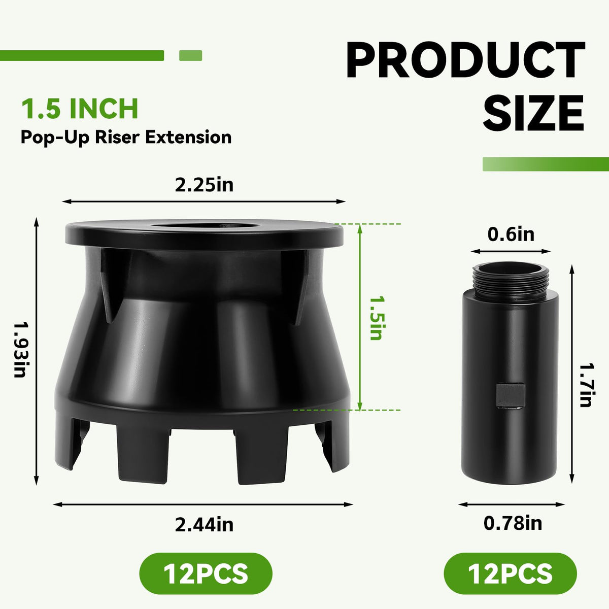 Sefream 1-5 inch pop-up riser extension side view highlights compact, wobble-free fit