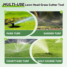 Sefream portable sprinkler trimmer enables accurate trimming around heads