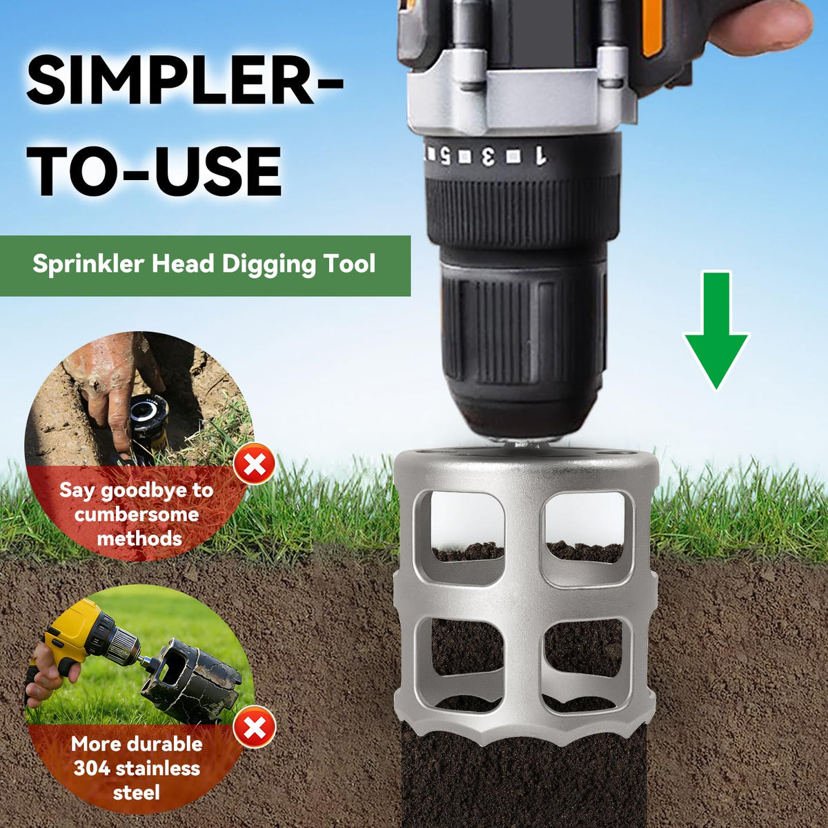 Sefream sprinkler head digging tool ready for park or golf course maintenance