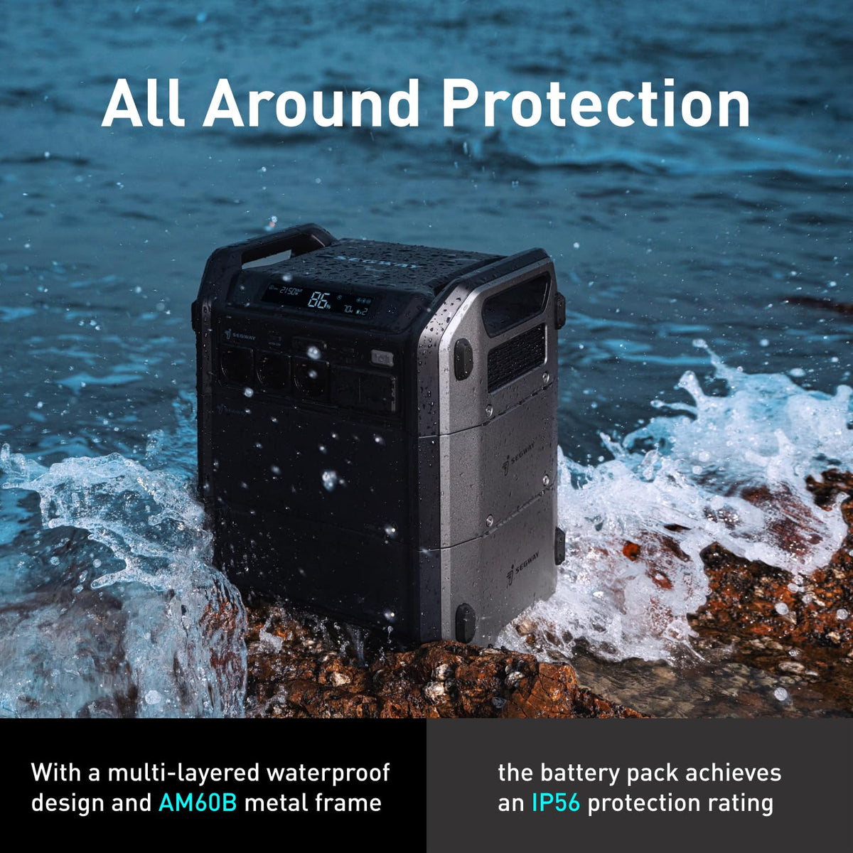 Segway Cube 2000 LiFePO4 battery cells provide long cycle life.