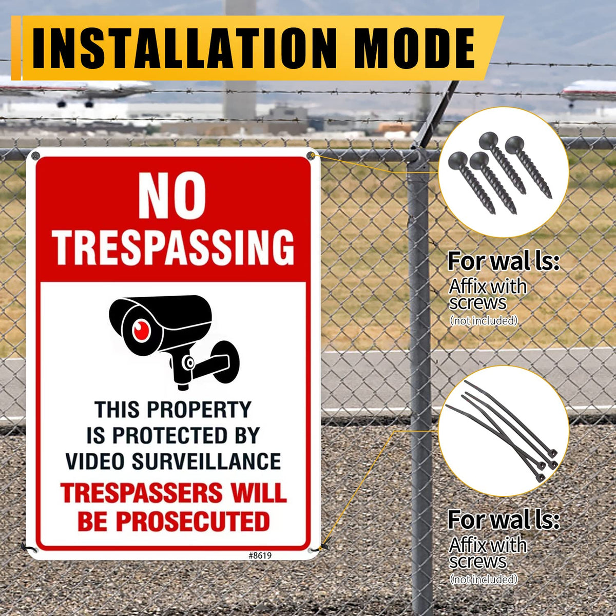 SEHINU camera-symbol sign signals surveillance to deter intruders