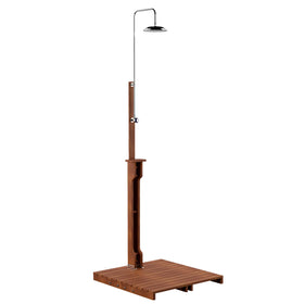SEI Furniture Rain-Style Outdoor Shower uses Indonesian eucalyptus and stainless steel