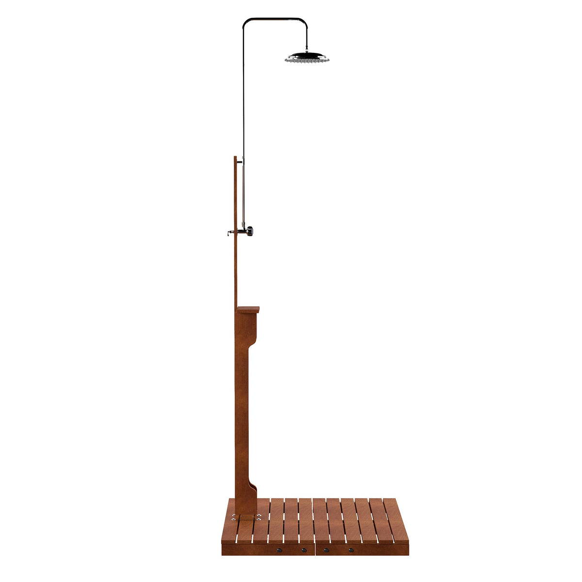 SEI Furniture Rain-Style Outdoor Shower with oiled eucalyptus finish and sturdy hardware