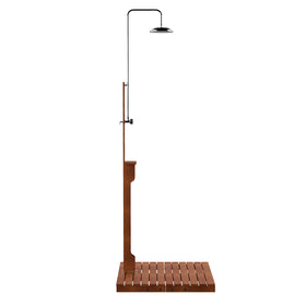 SEI Furniture Rain-Style Outdoor Shower with oiled eucalyptus finish and sturdy hardware