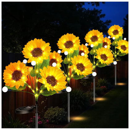 Seilvda solar sunflower lights outdoor 4-pack brighten walkways.