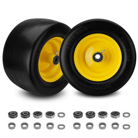 Sejaede 11x6 flat-free tire front view for smooth lawn mowing
