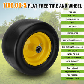 Sejaede 11x6 flat-free tire side view showcasing durability