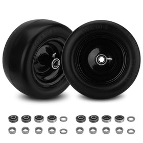 Sejaede 11x6 flat-free tire wheel assembly for zero-turn mowers with maintenance-free durability.