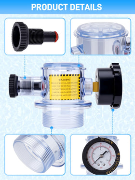 Sejaede clear body air-relief assembly for CLR pool spa allows visual monitoring