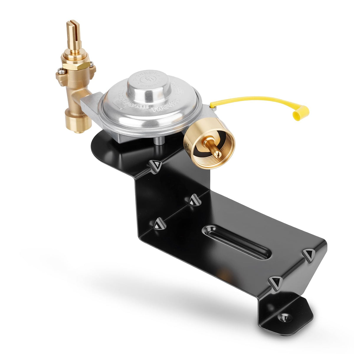 Sejaede regulator close-up; durable metal build for Weber Q1000/Q1200 use