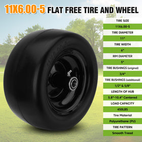 Sejaede solid polyurethane tire offers lawn-friendly, puncture-free performance.