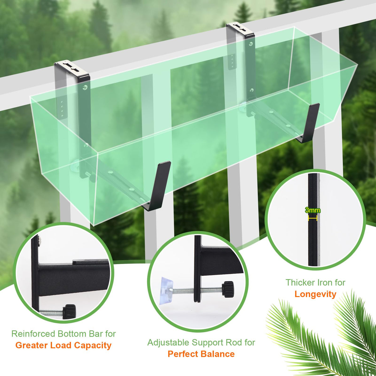 Sekcen high load capacity up to 90 lbs supports sturdy window boxes
