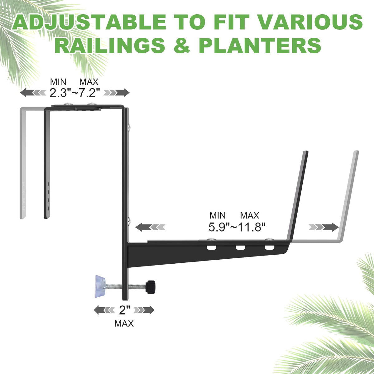 Sekcen railings planter brackets shown installed on a balcony for secure hanging