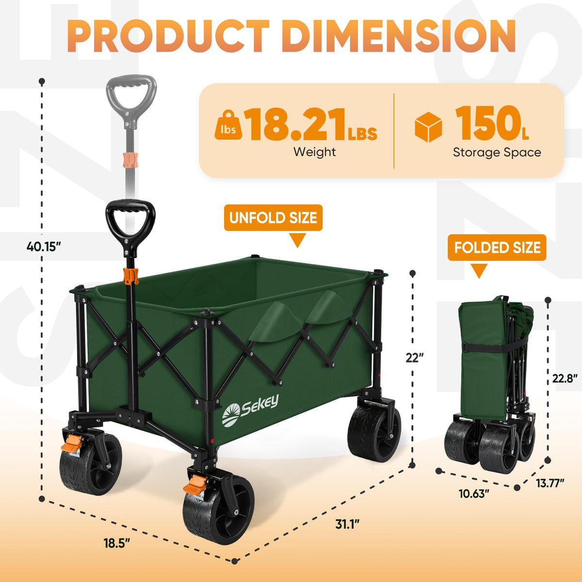 Sekey 150L wagon large-capacity interior supports big loads