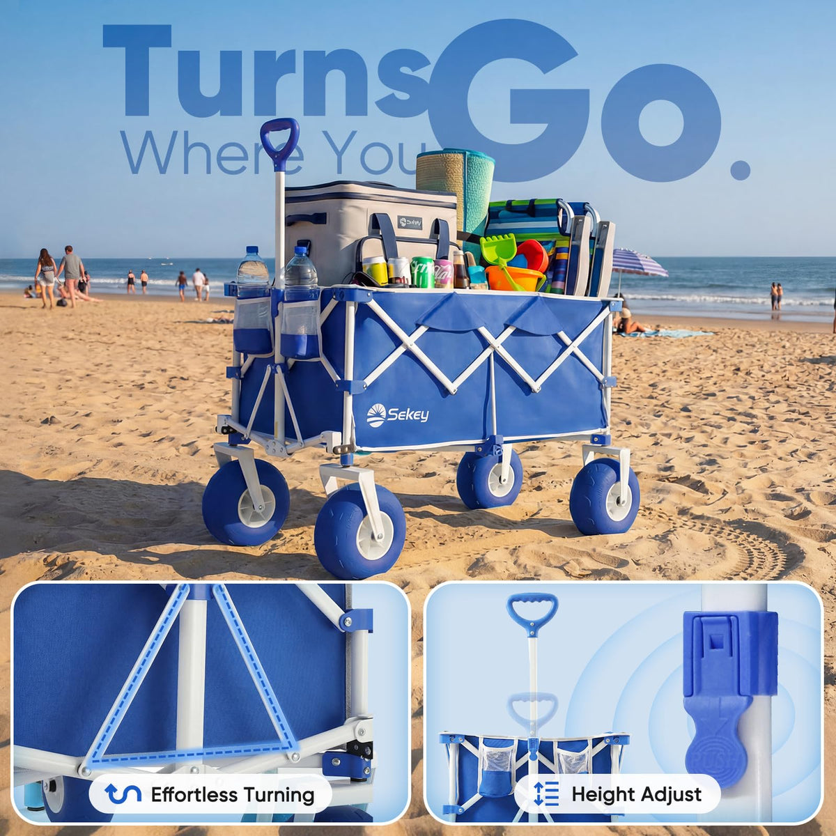 Sekey 200L storage space fits coolers, chairs, and supplies