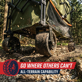 Sekey all-terrain big wheels with brakes glide smoothly over grass and gravel.