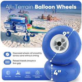 Sekey beach cart with open-back tailgate for easy loading of oversized items.