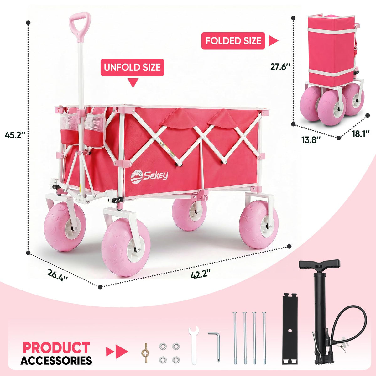 Sekey heavy-duty wagon is a handy companion for groceries, tailgates, and picnics.
