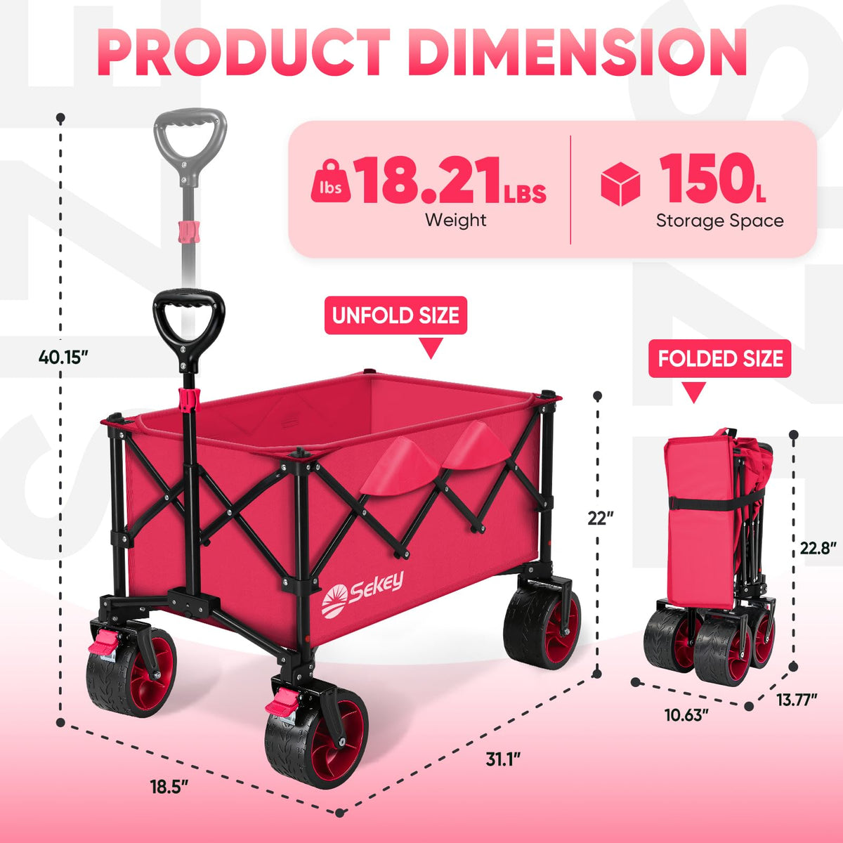 Sekey easy-fold design allows quick setup and storage.
