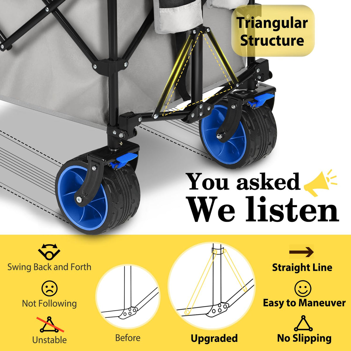 Sekey extended wagon big all-terrain wheels handle sand and gravel.
