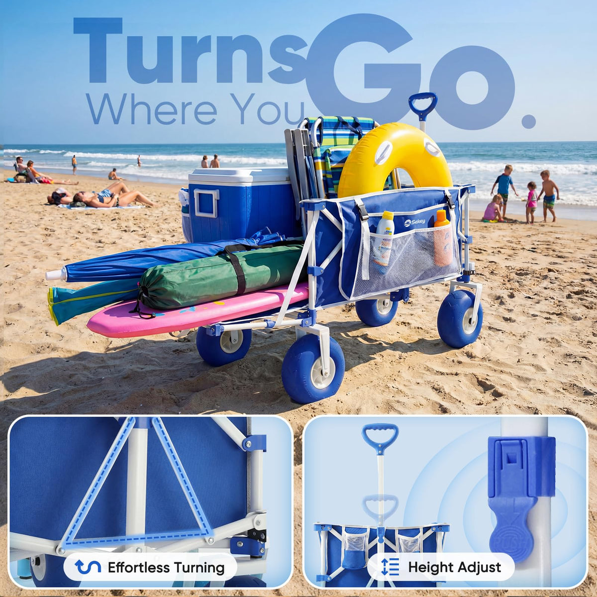 Sekey fold-flat design fits neatly in car trunks for quick storage.